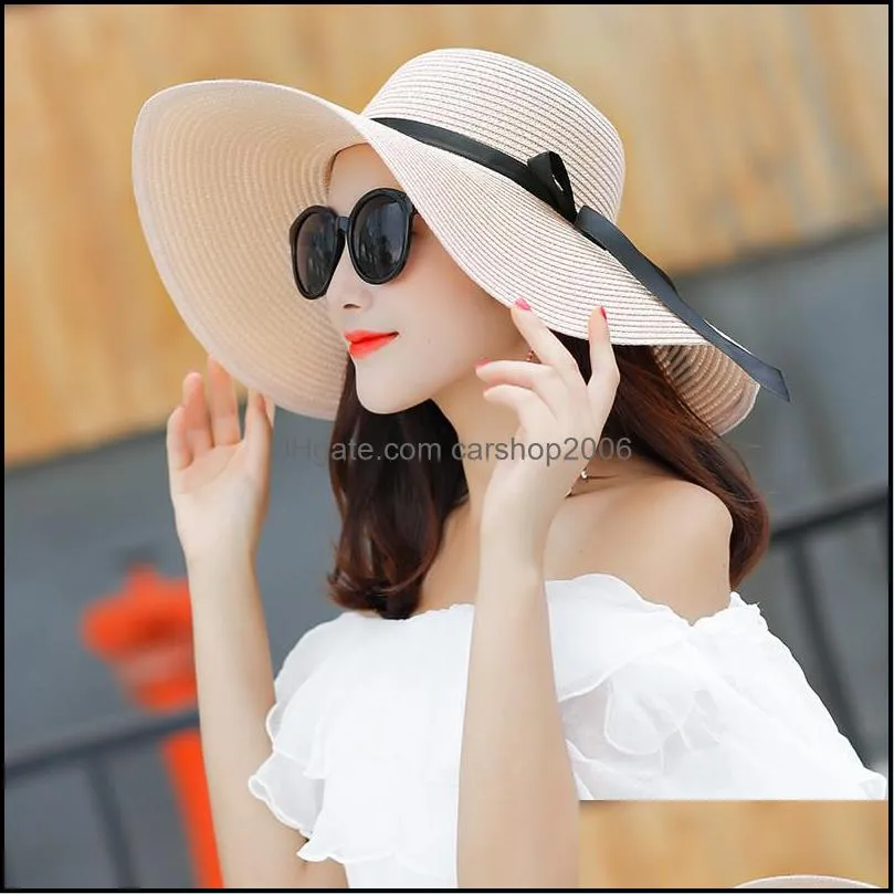 womens wide brim straw sun hat for women floppy foldable roll up cap woman upf 50  summer beach hats