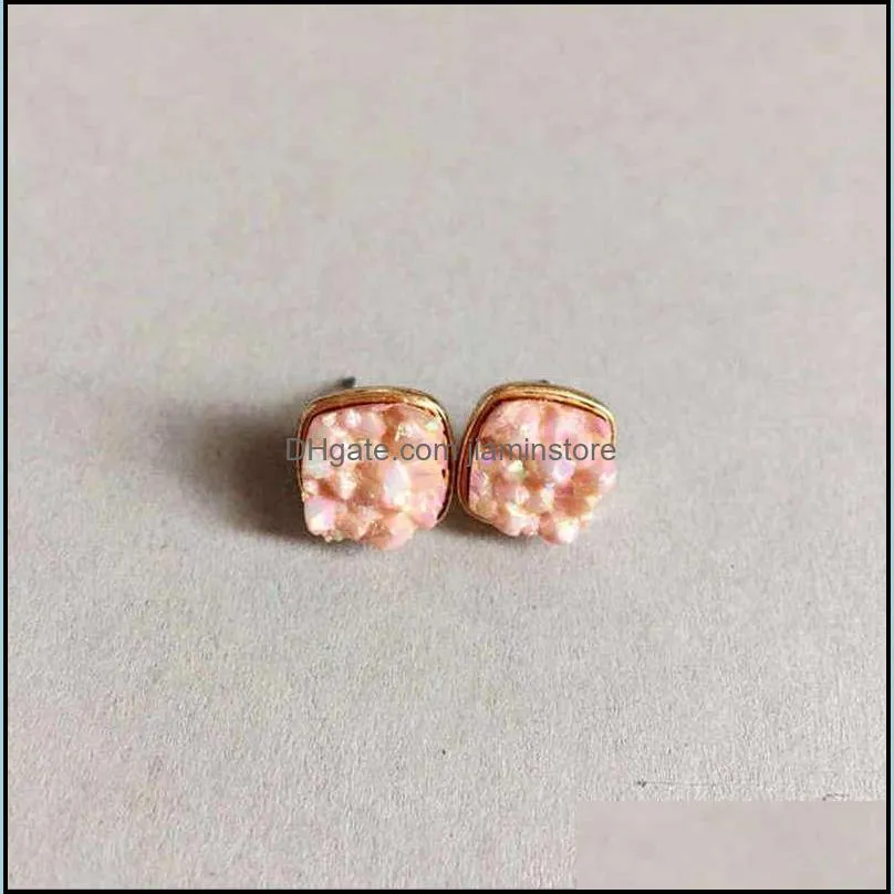 Crystal Cluster Square Stud Earrings Women Fashion Elegant Temperament Stainless Steel Designer Earrings