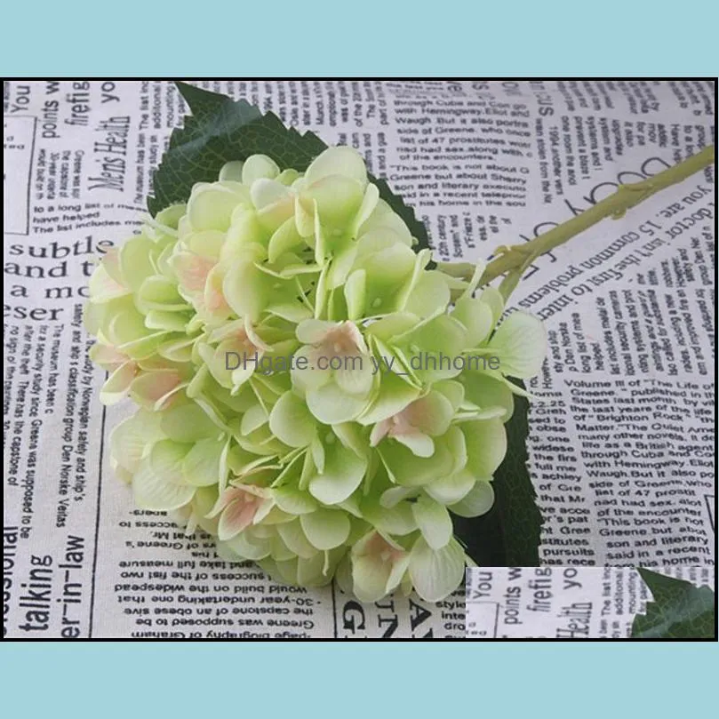 47cm Artificial Hydrangea Head Fake Silk Single Real Touch Hydrangeas 8 Colors for Wedding Centerpieces Party Decorative Flowers 374
