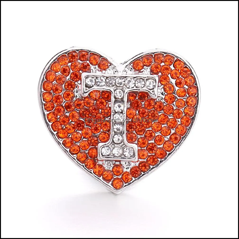 rhinestone heart snap button jewelry components 18mm metal snaps buttons fit bracelet bangle noosa b1245