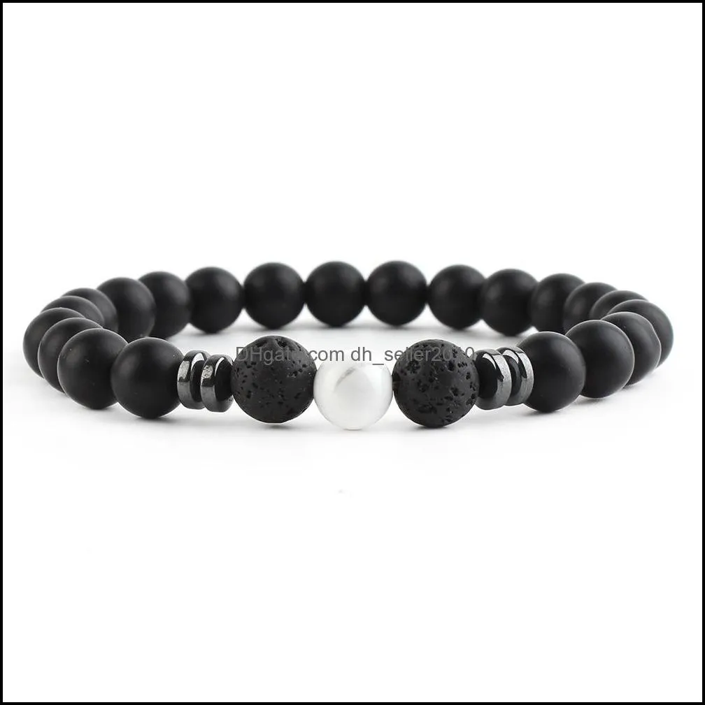 natural stone bracelet for women men 7 chakra aromatherapy bangle yoga energy black matte beads bracelets fashion jewelry