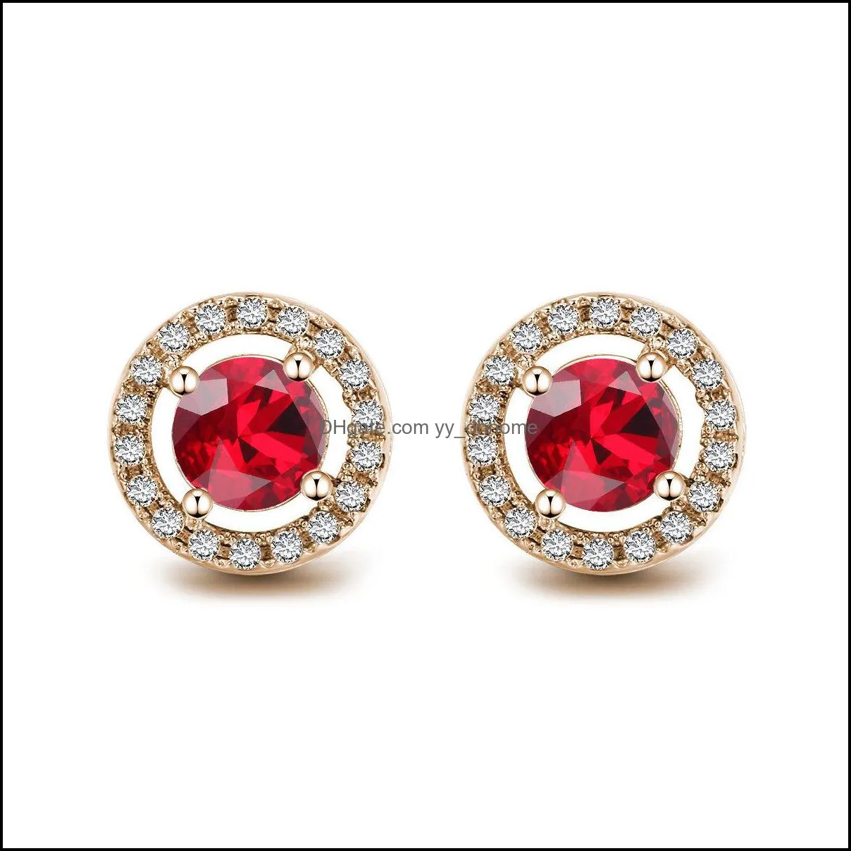 Fashion Crystal Stud Earrings 12 Months Colorful Birthstone Diamond Earring Men Hip Hop Jewelry for Women Girls Wedding Gift
