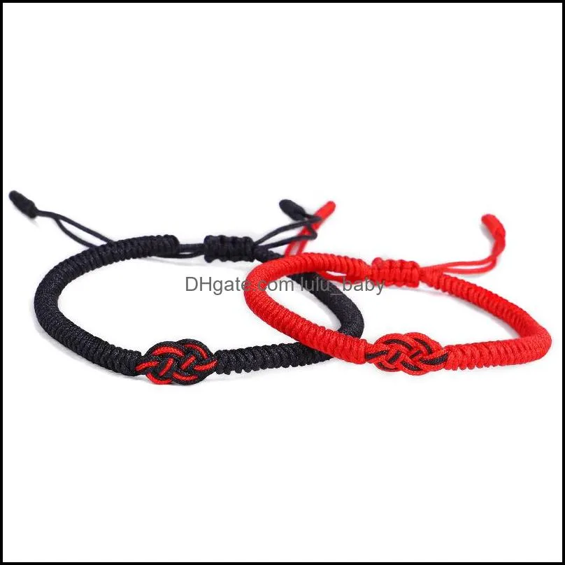 black red string braided couple bracelet woven knots lucky rope bracelets bangle men women jewelry lover gift q519fz