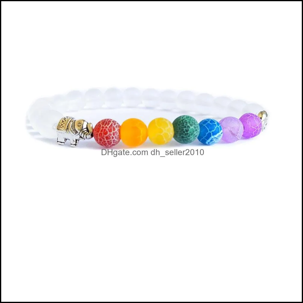 natural stone 7 chakra bracelet elephant bangle round beads essential oil diffuser fashion elastic bracelets for women men