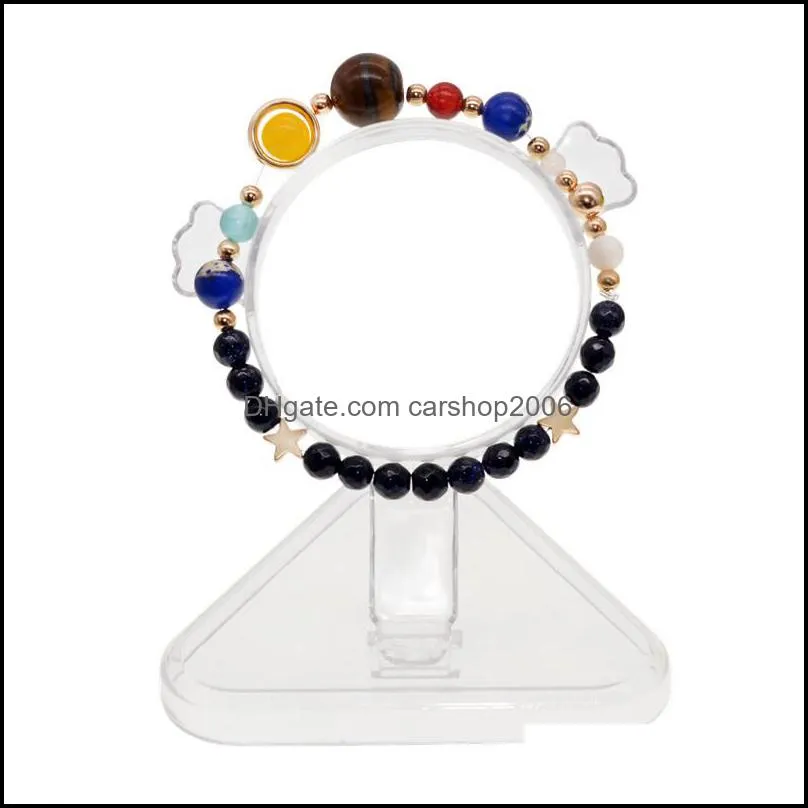Universe Galaxy the Eight Planets in the Solar System Guardian Star Natural Stone Beads Bracelet Bangle for Women & Men Gift