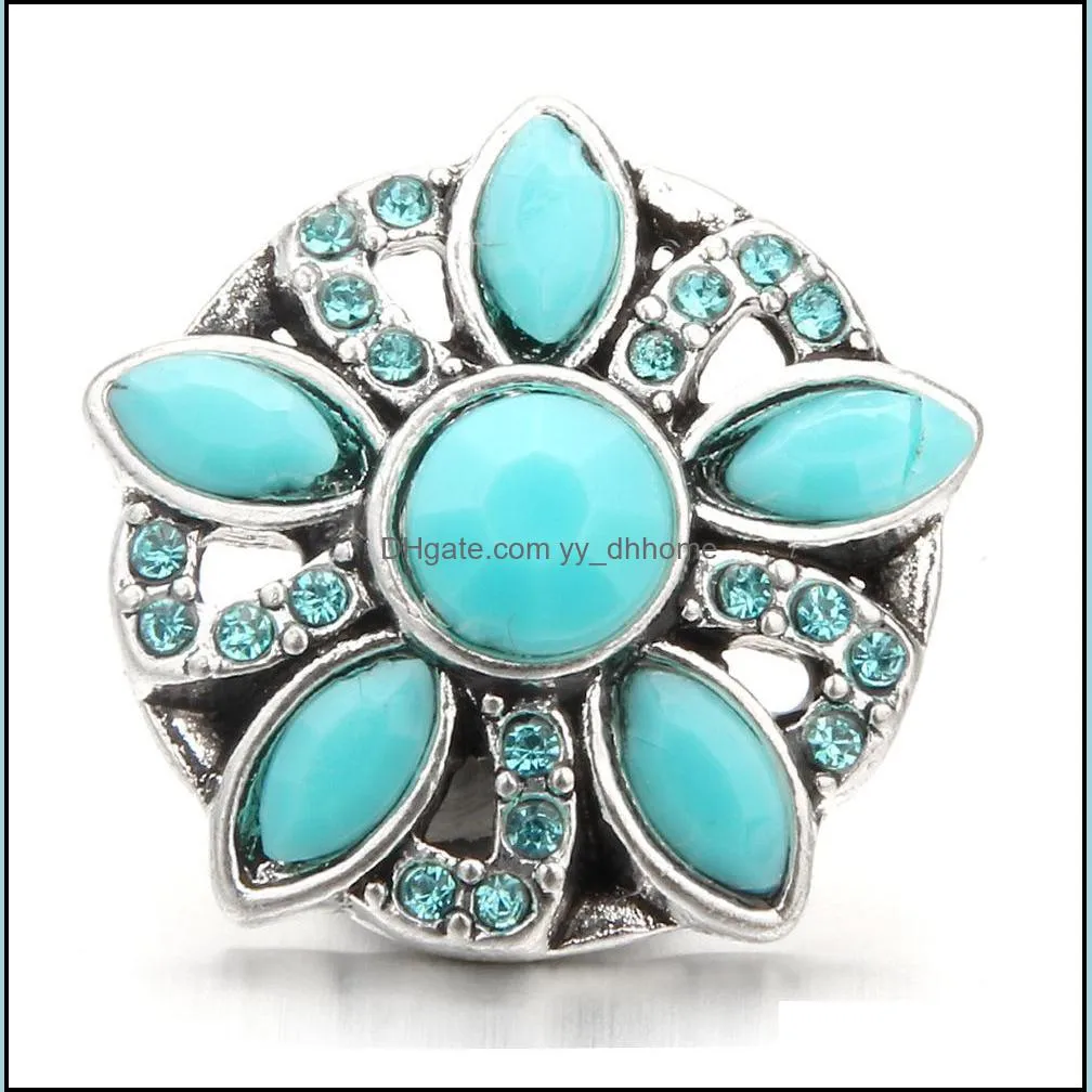 snap button jewelry components resin turquoise 18mm metal snaps buttons fit bracelet bangle noosa