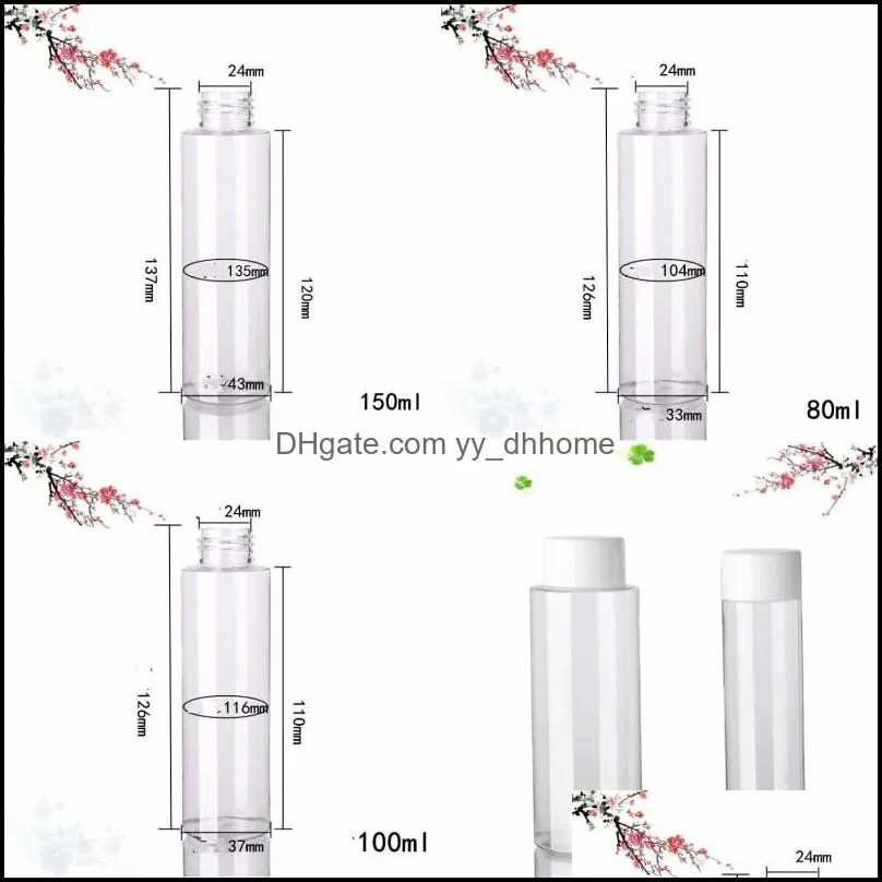 80 100 150ml Cosmetic Bottle Women Portable Clear Plastic Containers White Covers Press Jar Round 1 23jh G2
