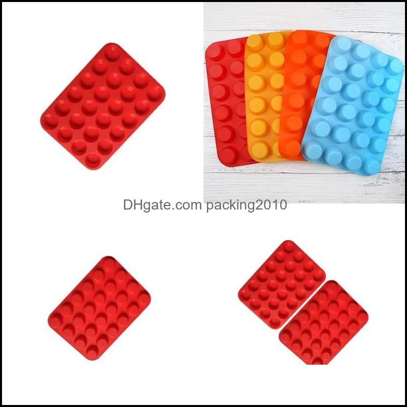 Solid Colour Silicone Molds Baking Moulds 24 Grids Easy Demoulding Accessory Mold High Temperature Resistance Dessert Shop 3 8db N2