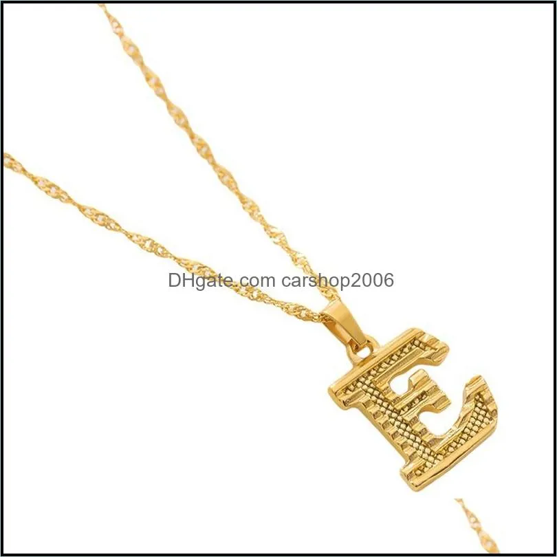 gold 26 letter necklace charm personalized alphabet a-z pendant necklaces fashion twist chain jewelry for women men girls