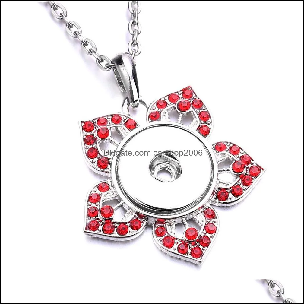 noosa rhinestone 18mm snap button necklace silver color link chain necklaces for women ginger snaps buttons jewelry d079
