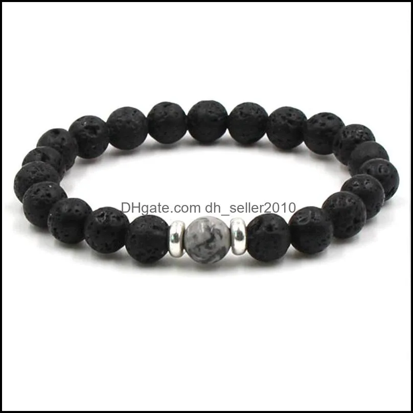 natural lava stone bracelets 7 chakra yoga beads  oil diffuser bracelet for women men volcanic rock fashion jewelry g113s