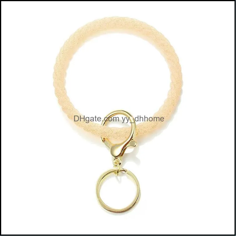 Bracelets Keychain Silicone Keyring Bracelet Bangle Twist Pattern Wristlet Keychains Holder Large Circle Bangles Key Ring Q12FZ
