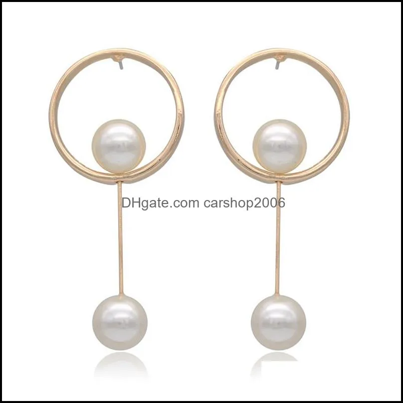 geometric face dangle earrings gold tone hollow studs charm jewelry for women girls fashion pearl drop hoop earring gifts