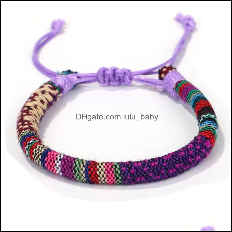 adjustable women handmade weave bracelets knitted cotton fabric thread hand braided woven friendship bangle q524fz