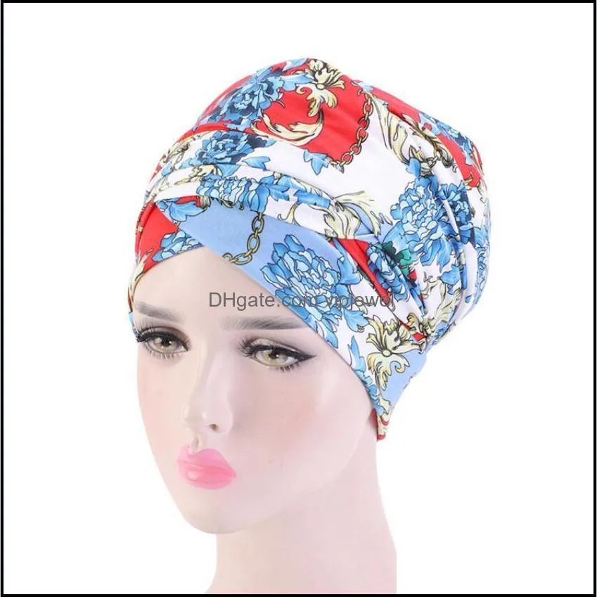 Women Turban Hat Head Wrap Cap Scarf hats elastic Cotton scarves long tail caps lady Headwrap Headwear african Fashion Hair Accessories