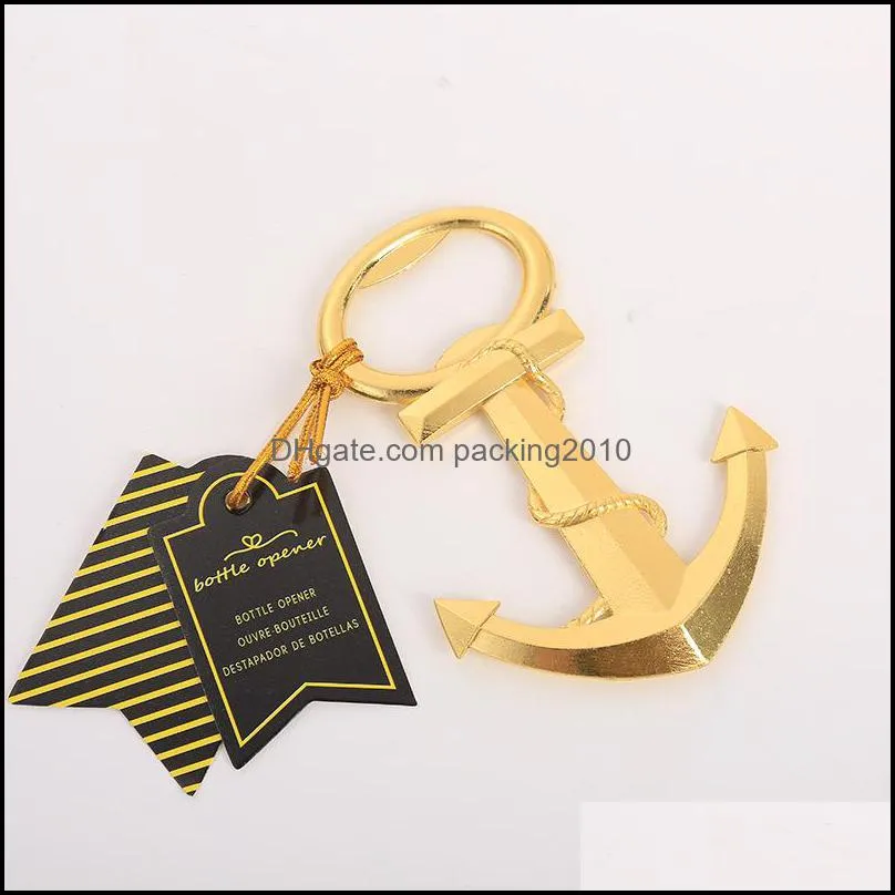 Navigation Bottle Opener Ship Anchor Openers Personalized Wedding Favors Giveaways Gift Corkscrew Gold Color New Pattern 2 3lt J1