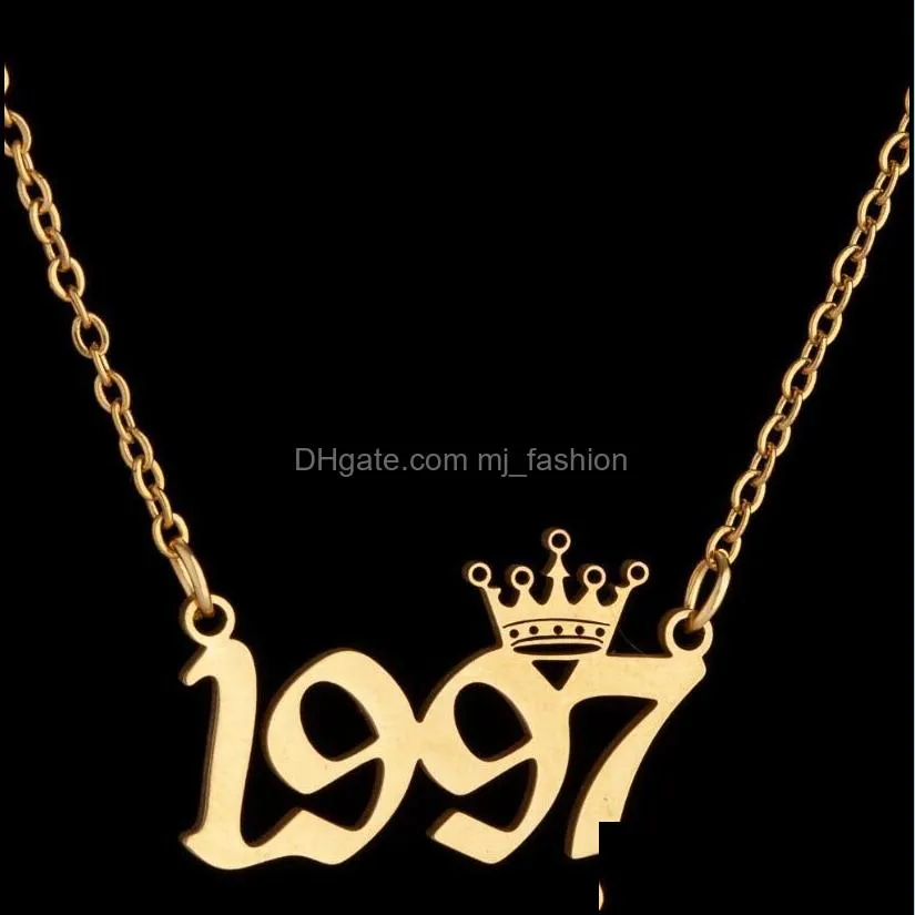 number birthday year necklace for women men pendants necklaces in bulk woman man chains girls chain with pendant fashion jewelry wholesale
