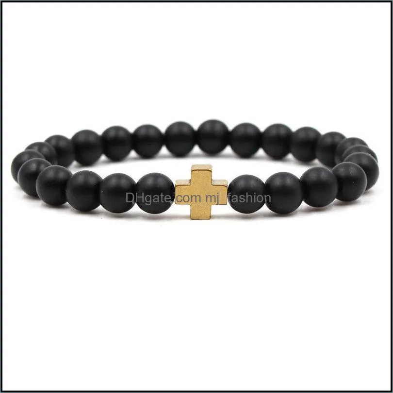 scrub stone black magnet colorful cross beads bracelet men and women cure birthday gift bracelet