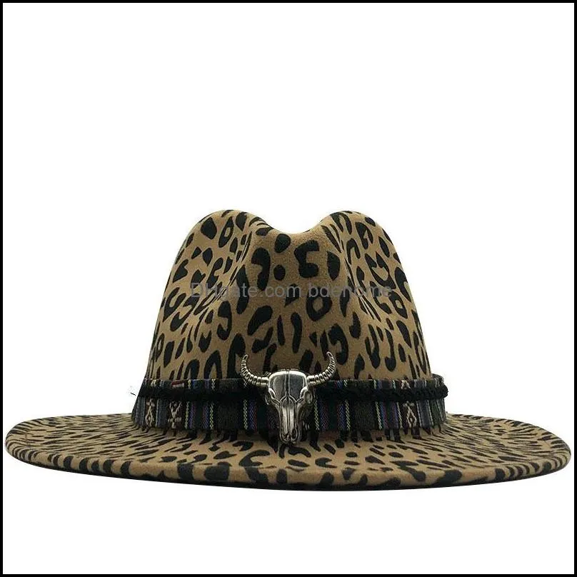 leopard print  hat fedoras in bulk male female caps men`s women`s cap felt fedora hats for women men woman man autumn winter accessories