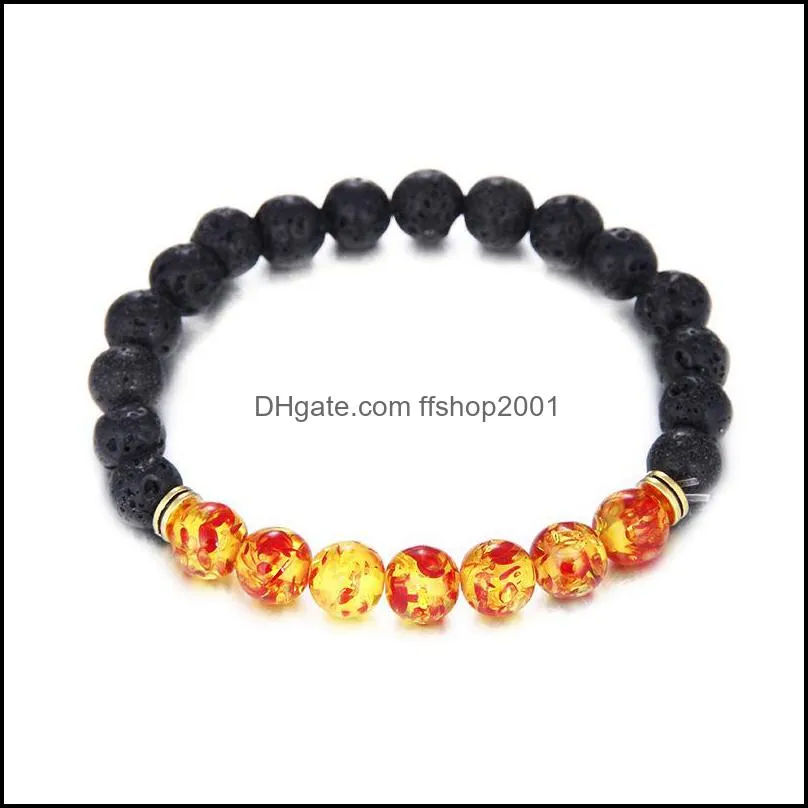 Hot Selling Ambers Lava Stone Natural Stone Bead Bracelet Chakra Stone Jewelry Women Men Gift Yoga Stretch Bracelet