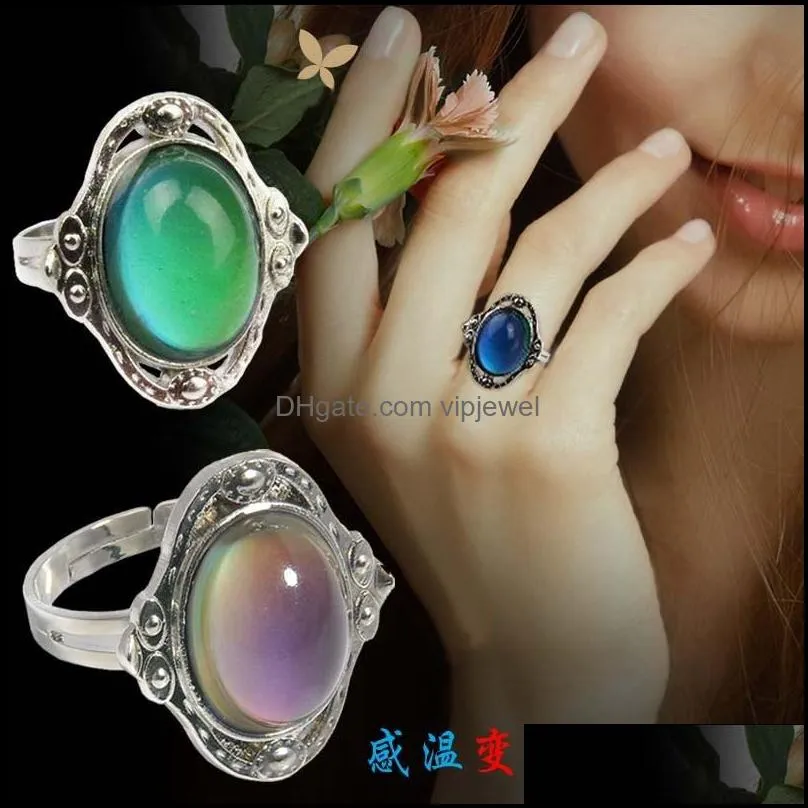 vintage retro color change mood ring oval emotion feeling changeable ring temperature control color rin wmtfzr dh_garden 821 q2