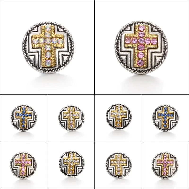 snap button jewelry component rhinestone cross 18mm metal snaps buttons fit bracelet bangle noosa a0237
