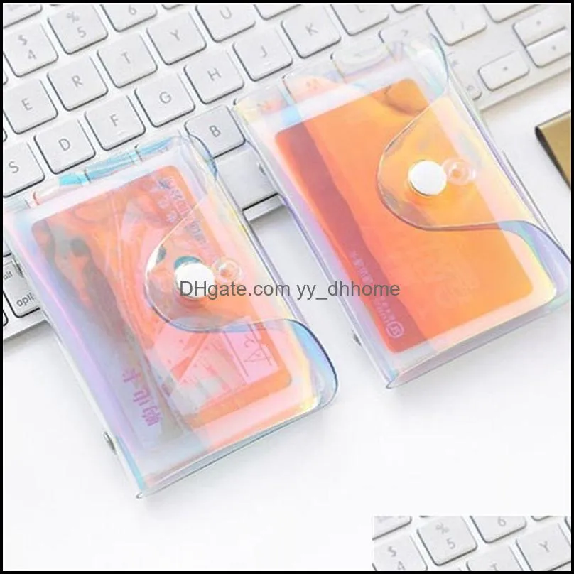 Waterproof Laser Card Case Transparent Pvc Dust Proof Cards Hoder Durable Pures Wallet Bag With Snap Fastener 3cs E19