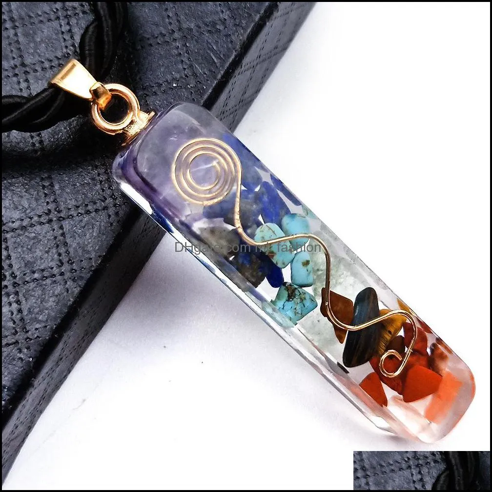 7 healing chakra orgone crystal pendant necklace reiki energy stones generator emotional body purification point with adjustable cord