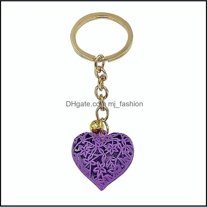 hollow heart keychains girls charm pendant keychain women purse bag car key chain keyring ornaments fashion accessories wholesale