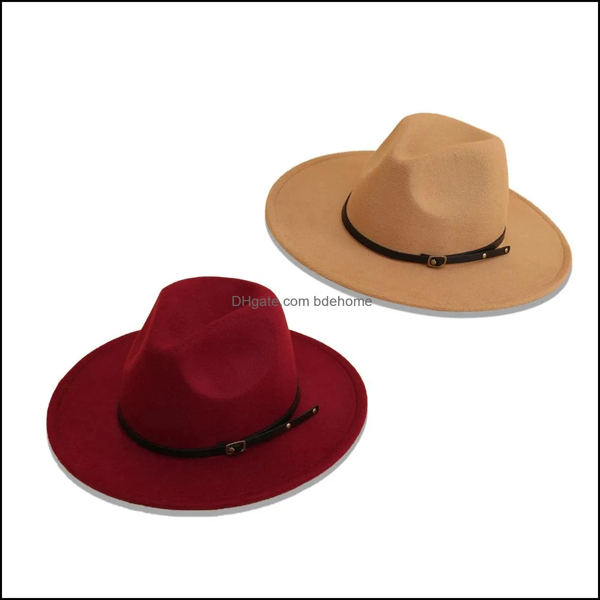 fashion jazz top belt hat fedora hats mens womens female wide brim trilby lady trendy sun hats panama cap caps for men women autumn