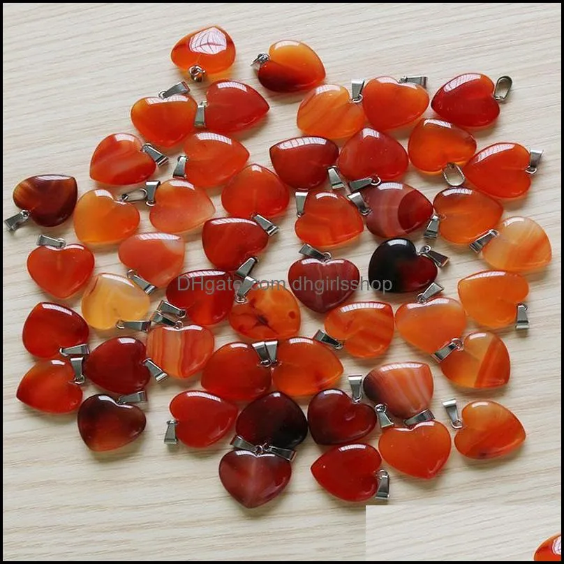 Hot fubaoying Heart Shape Love Gem Stone Mixed Pendants Loose Beads for Bracelets and Necklace Charms DIY Jewelry for Women Gift free