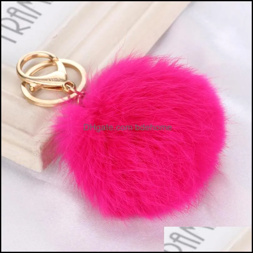 fashion faux fur keychain fuzzy ball car keyfobs soft gorgeous cutest pompom keying accessories pendant decoration free dhl