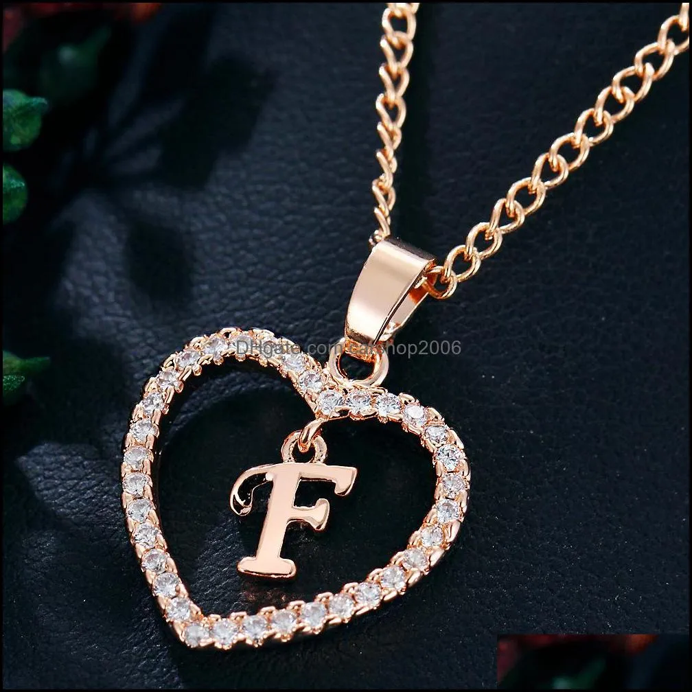 capital heart necklace for women girls charm personality 26 letter cz love pendant a-z alphabet necklaces fashion jewelry