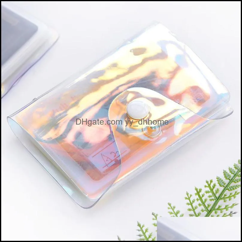 Waterproof Laser Card Case Transparent Pvc Dust Proof Cards Hoder Durable Pures Wallet Bag With Snap Fastener 3cs E19