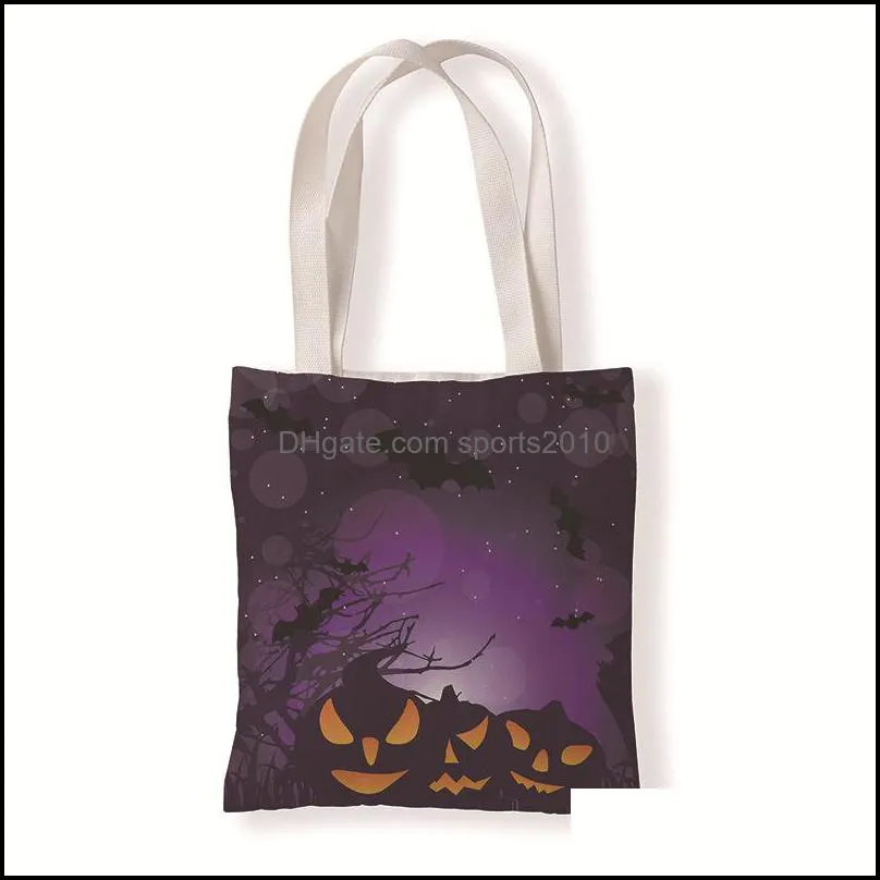 Gift Wrap Canvas bag Halloween printing Single shoulder Hand carry High Capacity environment protection Shopping bags literature Pocket change 6wd