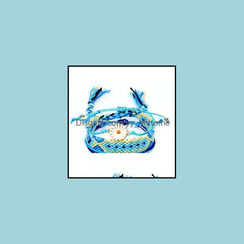 Bohemian Sunflower Bracelets Handmade Woven Multilayer Friendship Bracelet for Women Charm Beach Jewelry Free DHL U3FZ