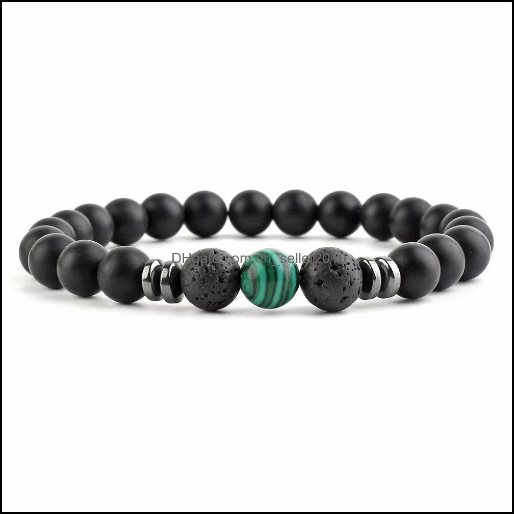natural stone bracelet for women men 7 chakra aromatherapy bangle yoga energy black matte beads bracelets fashion jewelry