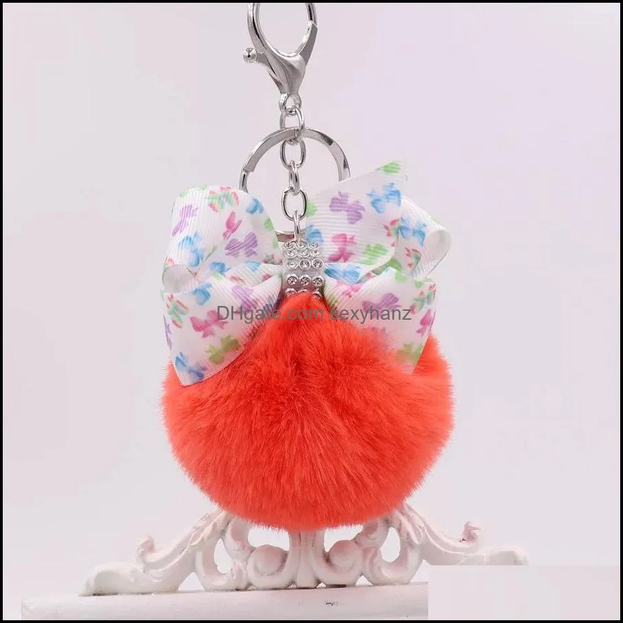 Artificial Rabbit Fur Keychain 13 Styles Good Guality Plush Ball Key Ring Cute Pompom Keyring Bag Charm Jewelry for Women P52FA