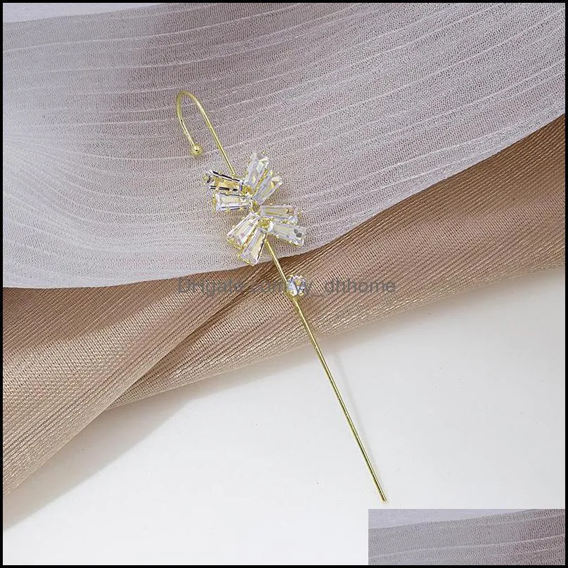 Earrings Crawler Hook for Women Girls Charm Gold Plating Rhinestone Piercing Earring Wedding Fashion Ear Jewelry W35F