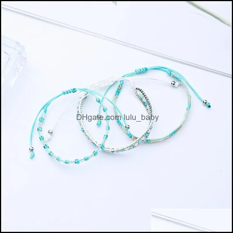 bohemian handmade woven beads bracelet set fashion crystal bracelets bangle for women charm jewelry gift q517fz
