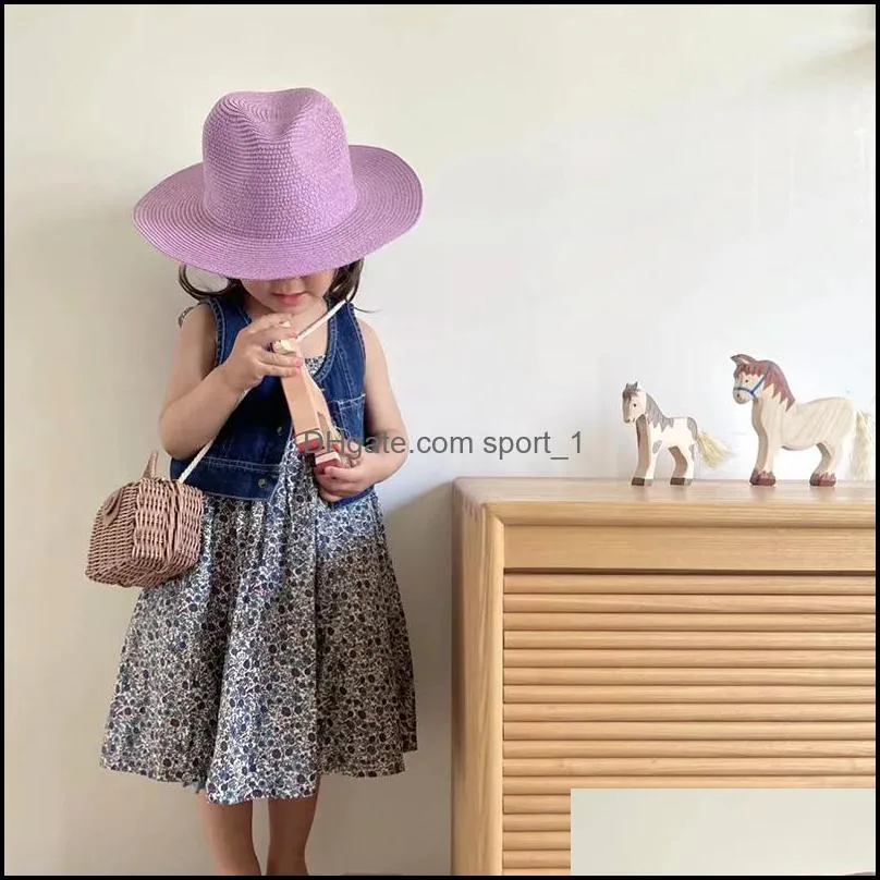 Women`s Men`s Beach Shade Hat Boys Girls Summer Sun Protection Hats Women Men Wide Brim Cap Parents Children Straw Caps Woman Man Sunhat Sunhats Fashion