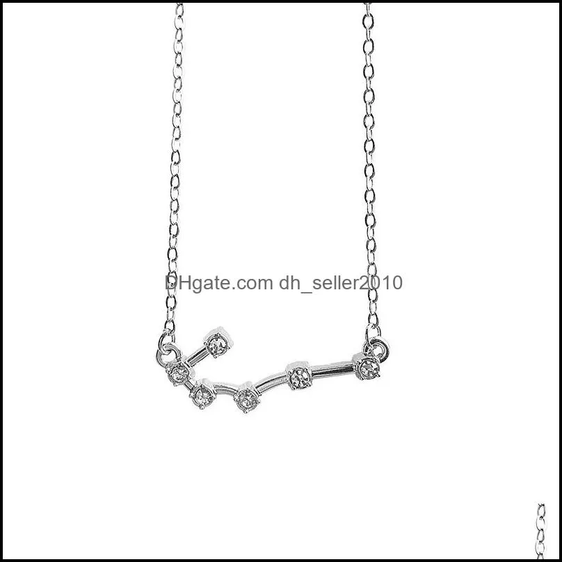 Shiny Crystal Star Constellation Necklaces Zodiac Sign Pendants Choker Necklace for Women Silver Color Student Girlfriend Clavicle Chain Bijoux Femme