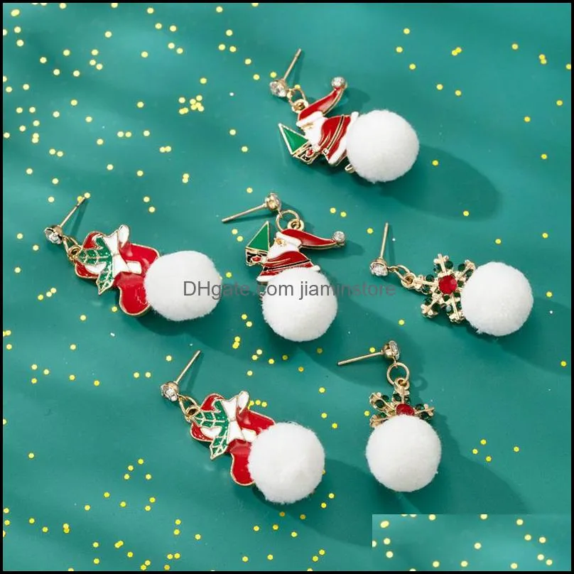 Christmas earrings holiday ornaments set gifts for female girls, Thanksgiving ornaments Christmas snowman snowflakes deer Santa Claus tree