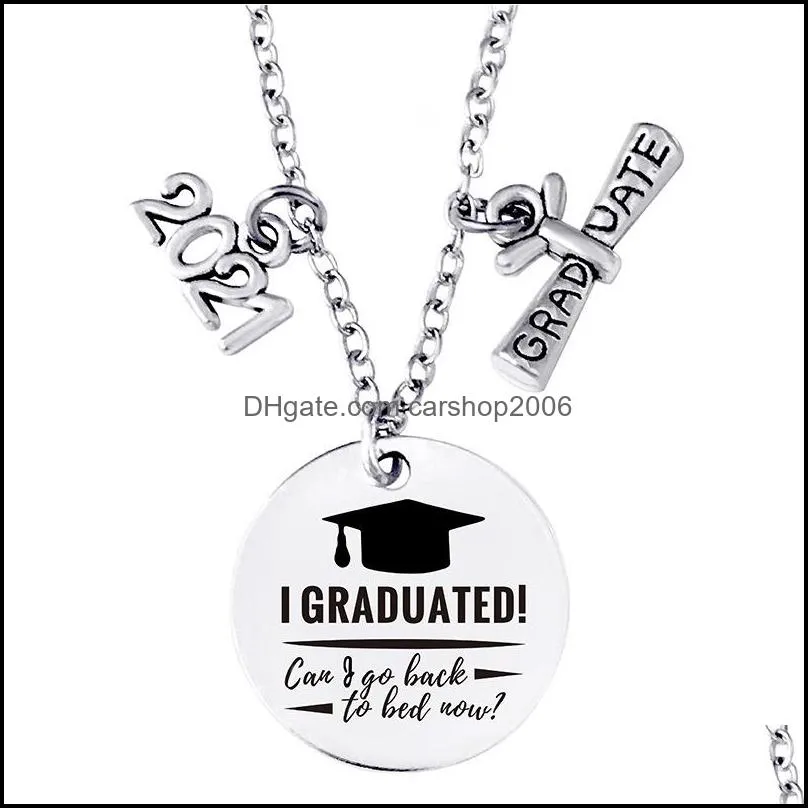 2021 graduation gift friends inspirational necklace pendant creative jewelry stainless steel necklaces for her high school