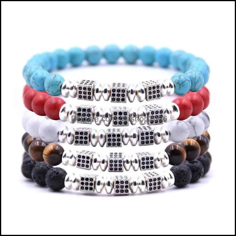 Men`s and Women`s Strings Jewelry Stone Bracelet Crystal Elastic Rope Bohemian Jewelry 7.5