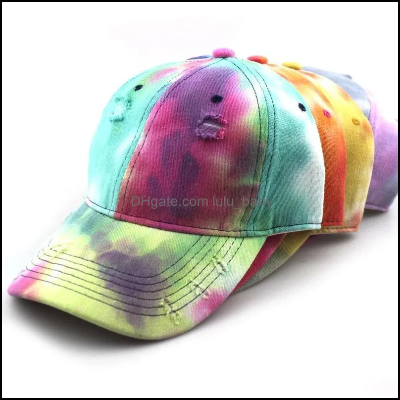 mens womens baseball cap hat tie dye colorful street fashion ball caps snapback for man woman summer adjustable retro hats boys girls