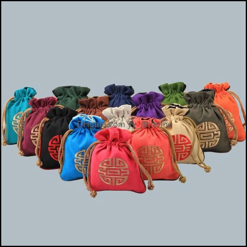 Jewelry Pouch Beam Opening Drawstring Pull Out Small Linen Cloth Bag Gift Hemp Material Brocade Bags Factory Direct Selling 1 55kl p1