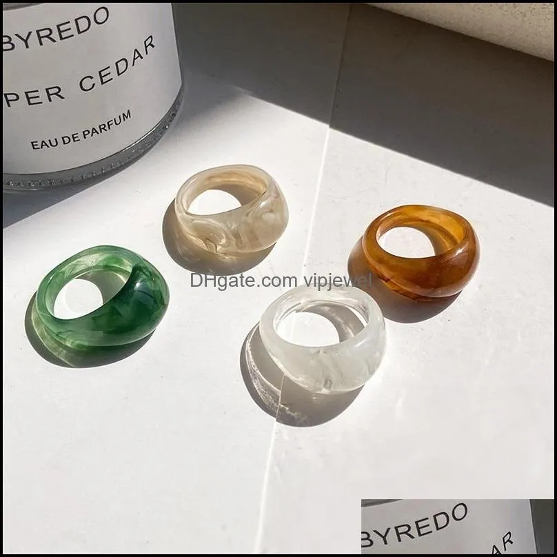 ins style new colorful irregular acrylic marble pattern acetate ring resin tortoise rings for women girls jewelry 2021 2151 q2