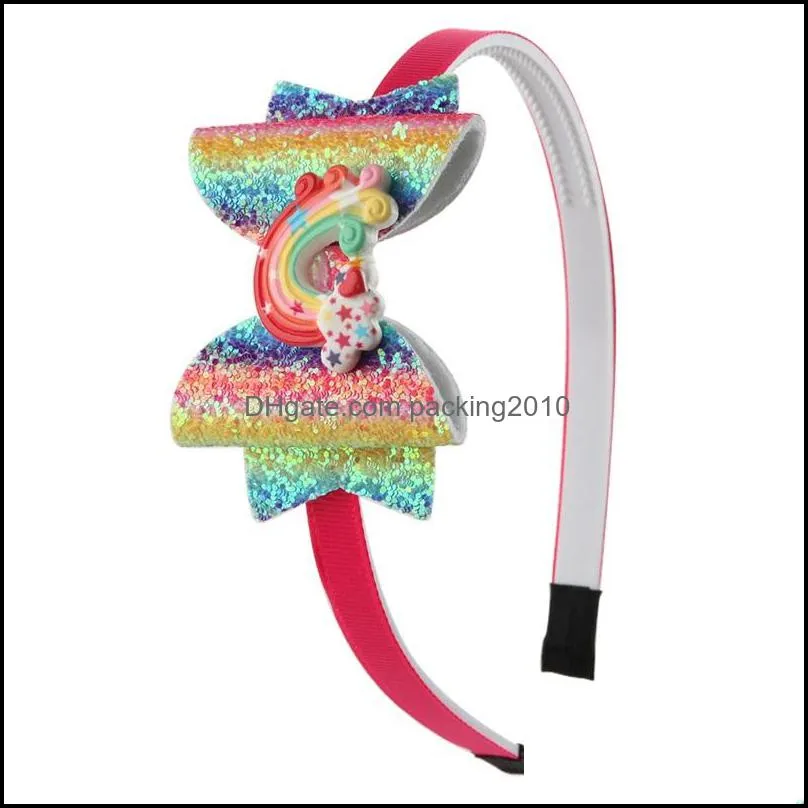 Fashion Double bow Kids Hairband Hair Accessories Party Supplies Gradients Sequins Kids Thin Hair Band 3 06wj J2