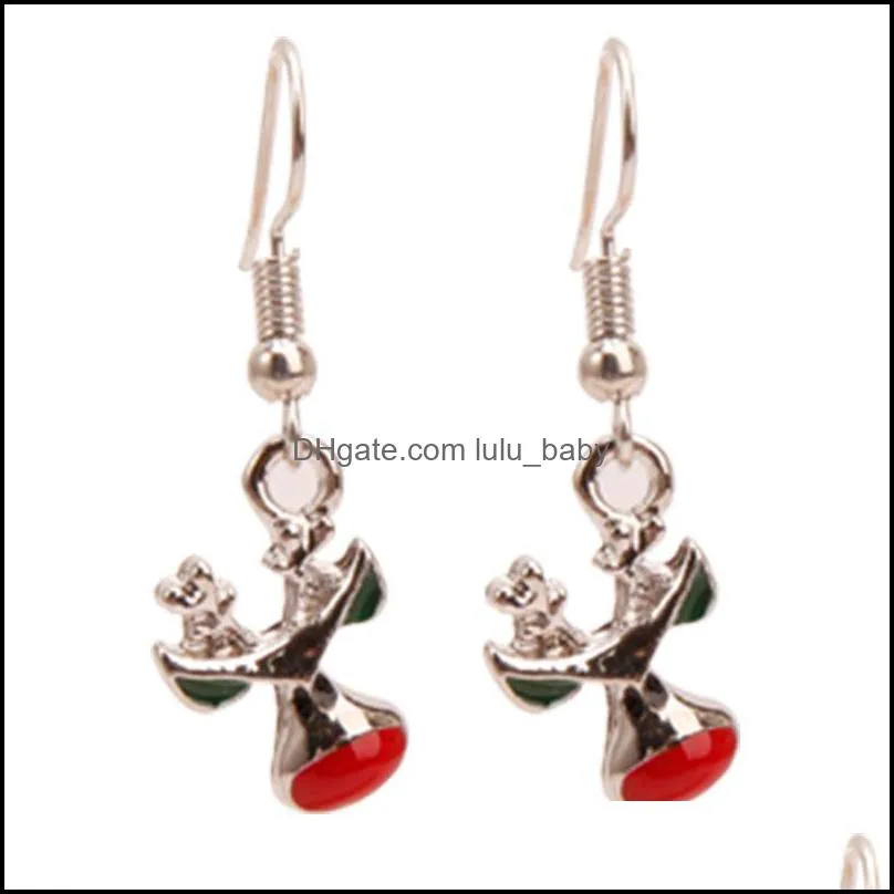 christmas crystal earrings charm set style stud snowflake tree elk bell star drop dangle earring for girls women